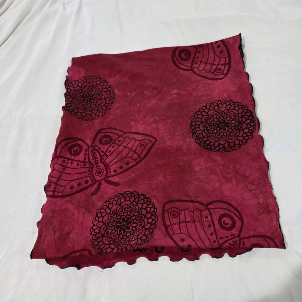 Womens Handmade Butterfly Mandala Scarf Magenta Y2k Whimsigoth Boho Indie